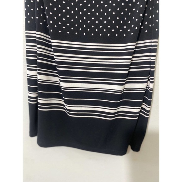 Chaps Black Sleeveless Wrap Dress Polka Dot Stripe V-Neck Bodycon SZ XS - Picture 9 of 9